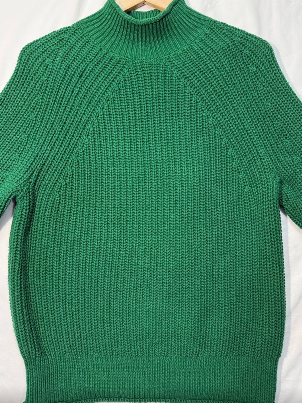 J.Crew 100% Cotton Chunky Knit Green Mock
Neck Sweater, M